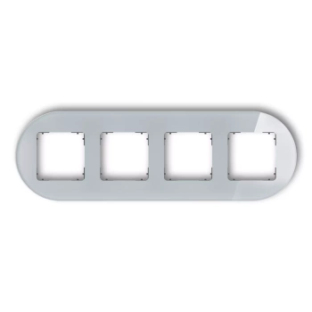 Ramka uniwersalna poczwórna okrągła - efekt szkła ramka: szara; spód: grafitowy mat Karlik seria ICON 15-28-IRSO-4 kolor szary