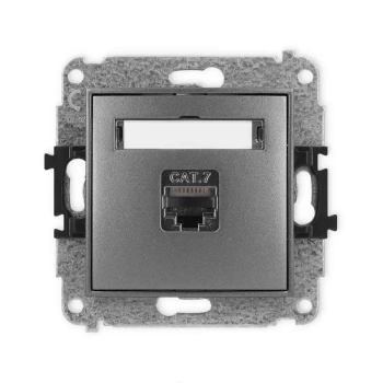 Mechanizm gniazda komputerowego pojedynczego 1xRJ45, kat. 7, ekranowany, 8-stykowy Karlik seria MINI 11MGK-9 kolor grafitowy