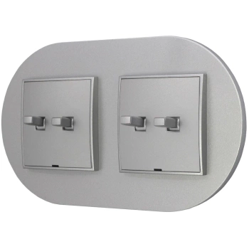 Dwa włączniki podwójne w stylu USA ramka okrągła seria Mini kolor srebrny