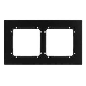 Ramka uniwersalna podwójna - aluminium szczotkowane ramka: czarna; spód: czarny Karlik seria DECO 12-12-DRA-2 kolor czarny