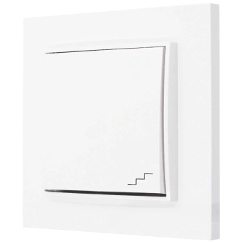 Włącznik schodowy z ramką prostą seria MINI kolor biały mat