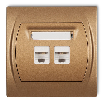 Gniazdo komputerowe podwójne 1xRJ45, kat. 5e, 8-stykowy Karlik seria LOGO 8LGK-2 kolor złoty metalik