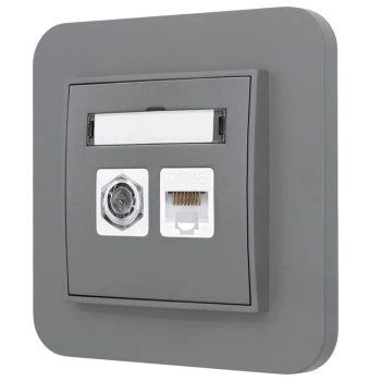 Gniazdo rj45/antenowe z ramką zaokrągloną seria MINI kolor szary mat