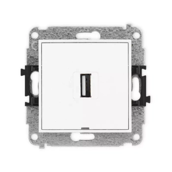 Mechanizm gniazda pojedynczego USB A-A 2.0, bez pola opisowego Karlik seria MINI MGUSBBO-1 kolor biały