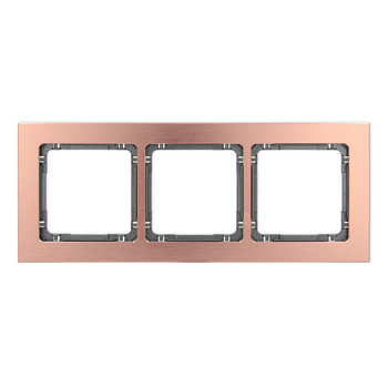 Ramka uniwersalna potrójna - aluminium szczotkowane ramka: kolor miedziany; spód: grafitowy Karlik seria DECO 9-11-DRA-3 kolor miedziany