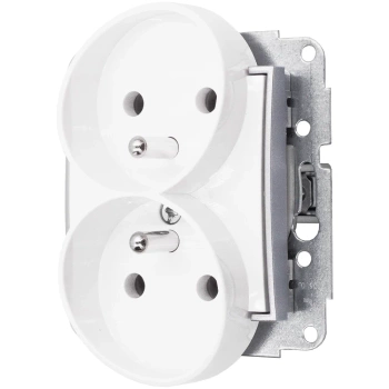 Gniazdo podwójne bez ramki karlik mini kolor biały/srebrny