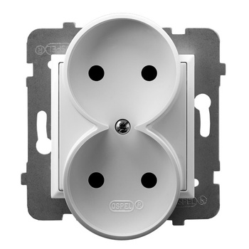 Gniazdo podwójne moduł bez ramki seria ARIA kolor Biały symbol GP-2UR/m/00