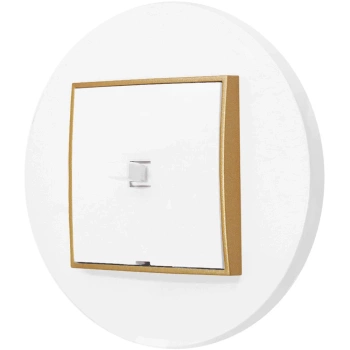 Włącznik pojedynczy w stylu USA ramka okrągła seria Mini kolor biały mat/złoty