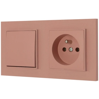 Włącznik pojedynczy z gniazdem pojedynczym z ramką kwadratową seria MINI kolor łososiowy