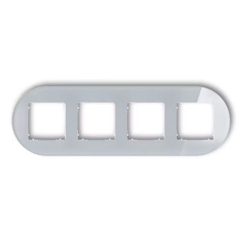 Ramka uniwersalna poczwórna okrągła - efekt szkła ramka: szara; spód: biały Karlik seria ICON 15-0-IRSO-4 kolor szary