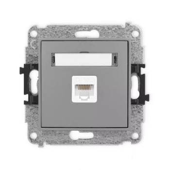 Mechanizm gniazda komputerowego pojedynczego 1xRJ45, kat. 5e, 8-stykowy Karlik seria MINI 27MGK-1 kolor szary mat