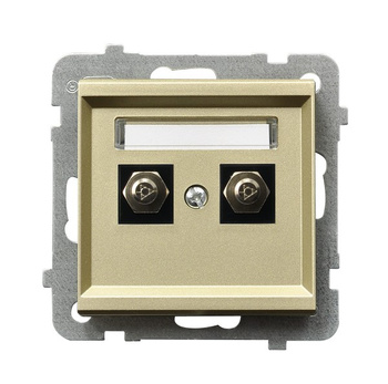 Gniazdo ekwipotencjalne podwójne seria SONATA kolor Szampański złoty symbol GPE-2R/m/39