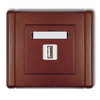 Ładowarka USB pojedyncza USB A, 5W max., 5V, 1A Karlik seria FLEXI 9FCUSB-1 kolor brązowy metalik