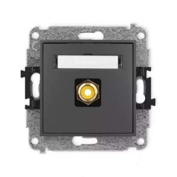 Mechanizm gniazda pojedynczego RCA typu cinch - żółty, pozłacany Karlik seria MINI 28MGRCA-1 kolor grafitowy mat