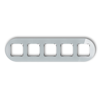 Ramka uniwersalna pięciokrotna okrągła - efekt szkła ramka: szara spód: czarny Karlik seria ICON 15-12-IRSO-5 kolor szary