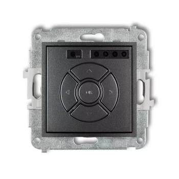 Mechanizm elektronicznego sterownika roletowego sterowanie lokalne i pilotem, sterowanie strefą, dodatkowy przycisk Karlik seria MINI 11MSR-3A kolor grafitowy