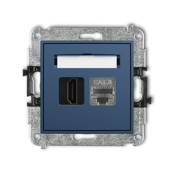 Mechanizm gniazda pojedynczego HDMI 2.1, 8K + gniazda komp. poj. 1xRJ45, kat. 8, ekranowany, 8-stykowy Karlik seria ICON 64IGHK-88 kolor navy blue