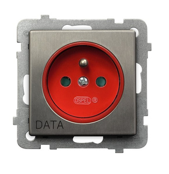 Gniazdo pojedyncze z uziemieniem DATA z przesłonami torów prądowych seria SONATA STAL INOX kolor Stal inox symbol GP-1RMZDP/m/37