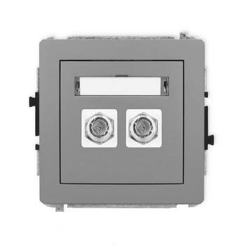 Mechanizm gniazda antenowego podwójnego typu F SAT niklowany Karlik seria DECO 27DGF-2 kolor szary mat