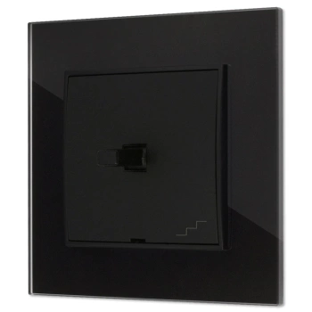 Włącznik schodowy w stylu USA ramka kwadratowa efekt szkła seria ICON kolor czarny