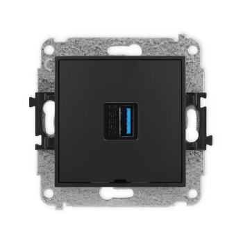 Mechanizm gniazda pojedynczego USB A-A 3.0, bez pola opisowego Karlik seria MINI 12MGUSBBO-5 kolor czarny mat