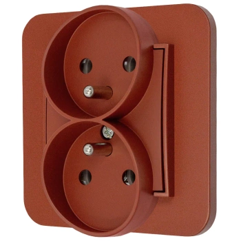 Gniazdo podwójne z ramką zaokrągloną seria MINI kolor terakota