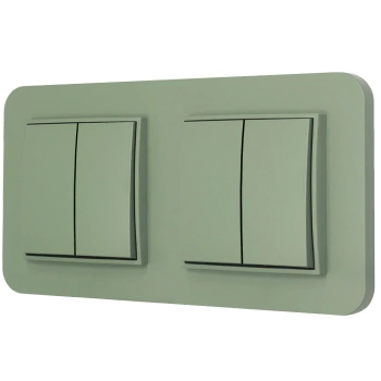 Dwa włączniki podwójne z ramką zaokrągloną seria MINI kolor szałwiowy