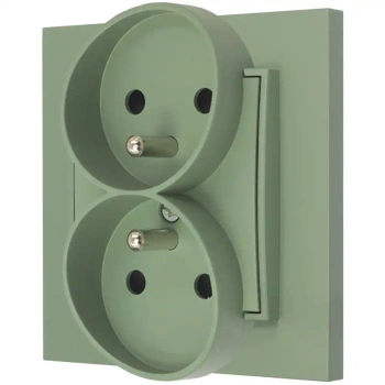 Gniazdo podwójne z ramką prostą seria MINI kolor szałwiowy