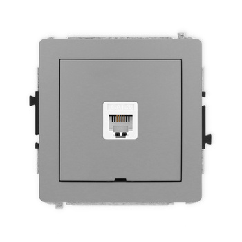 Mechanizm gniazda telefonicznego pojedynczego 1xRJ11, 4-stykowy, beznarzędziowe, bez pola opisowego Karlik seria DECO 27DGTBO-1 kolor szary mat
