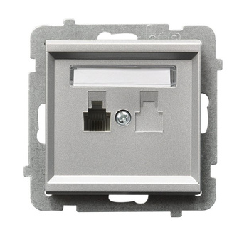 Gniazdo telefoniczne pojedyncze seria SONATA kolor Srebro mat symbol GPT-1R/m/38