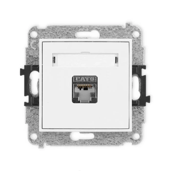 Mechanizm gniazda komputerowego pojedynczego 1xRJ45, kat. 6, ekranowany, 8-stykowy Karlik seria ICON IGK-5 kolor biały