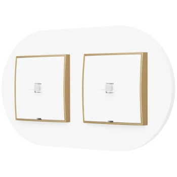 Dwa włączniki pojedyncze w stylu USA ramka okrągła seria Mini kolor biały/złoty