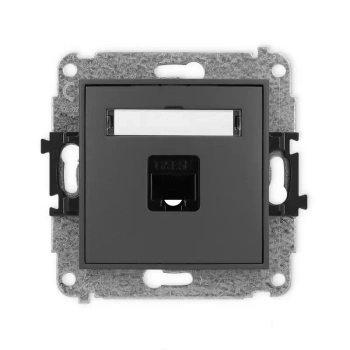 Mechanizm gniazda komputerowego pojedynczego 1xRJ45, kat. 5e, 8-stykowy Karlik seria MINI 28MGK-1 kolor grafitowy mat