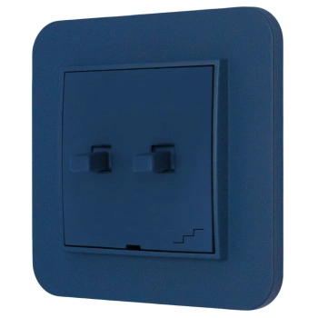 Włącznik schodowy podwójny w stylu USA ramka zaokrąglona seria Mini kolor navy blue