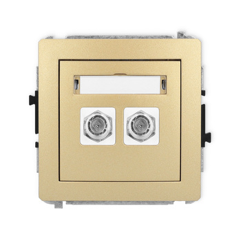 Mechanizm gniazda antenowego podwójnego typu F SAT niklowany Karlik seria DECO 29DGF-2 kolor złoty