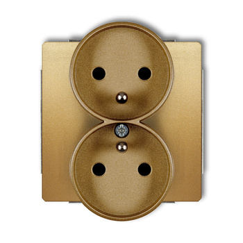 Mechanizm gniazda podwójnego do ramki DECO Soft z uziemieniem 2x2P+Z z przesłonami torów Karlik seria DECO 29DGPRSO-2zp kolor złoty