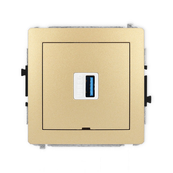 Mechanizm gniazda pojedynczego USB A-A 3.0, bez pola opisowego Karlik seria DECO 29DGUSBBO-5 kolor złoty