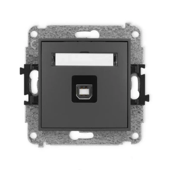 Mechanizm gniazda pojedynczego USB A-B 2.0 Karlik seria MINI 28MGUSB-3 kolor grafitowy mat