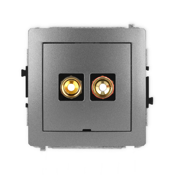 Mechanizm gniazda głośnikowego pojedynczego, bez pola opisowego typu banan - czerwony i czarny, pozłacany, 4 mm2, skręcany Karlik seria DECO 11DGGBO-4 kolor grafitowy