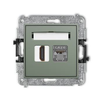 Mechanizm gniazda pojedynczego HDMI 2.0, 4K + gniazda komp. poj. 1xRJ45, kat. 6, ekranowany, 8-stykowy Karlik seria ICON 61IGHK-46 kolor szałwiowy