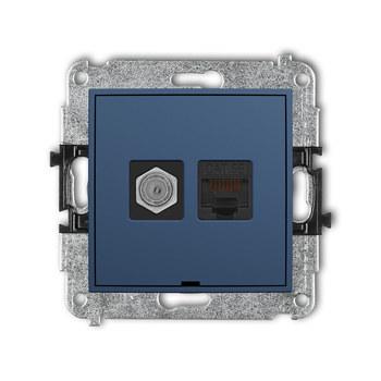 Mechanizm gniazda antenowego poj. typu F SAT + gniazda komp. poj. 1xRJ45, kat. 5e, 8-stykowy, bez pola opisowego Karlik seria ICON 64IGFKBO-1 kolor navy blue