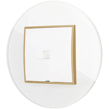 Włącznik pojedynczy w stylu USA ramka okrągła efekt szkła seria ICON kolor biały/złoty