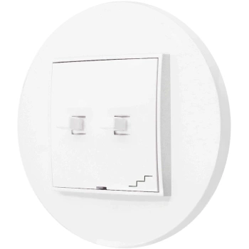 Włącznik schodowy podwójny w stylu USA ramka okrągła seria Mini kolor biały mat