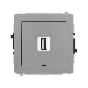 Mechanizm gniazda pojedynczego USB A-A 2.0, bez pola opisowego Karlik seria DECO 27DGUSBBO-1 kolor szary mat