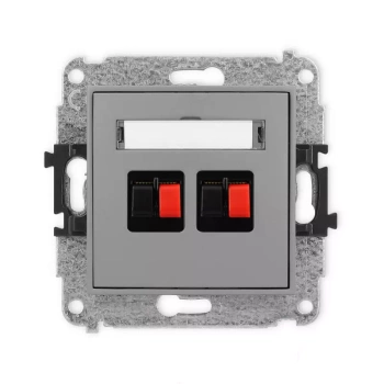 Mechanizm gniazda głośnikowego podwójnego Karlik seria MINI 27MGG-2 kolor szary mat