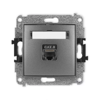 Mechanizm gniazda komputerowego pojedynczego 1xRJ45, kat. 8, ekranowany, 8-stykowy Karlik seria ICON 11IGK-11 kolor grafitowy