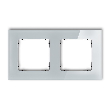 Ramka uniwersalna podwójna kwadratowa - efekt szkła ramka: szara spód: czarny Karlik seria ICON 15-12-IRSK-2 kolor szary