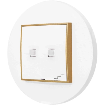 Włącznik schodowy podwójny w stylu USA ramka okrągła seria Mini kolor biały mat/złoty