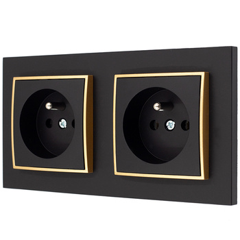 Dwa gniazda pojedyncze karlik mini kolor czarny mat/złoty 4