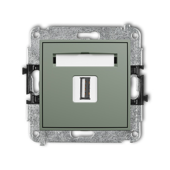 Mechanizm gniazda pojedynczego USB A-A 2.0 Karlik seria MINI 61MGUSB-1 kolor szałwiowy